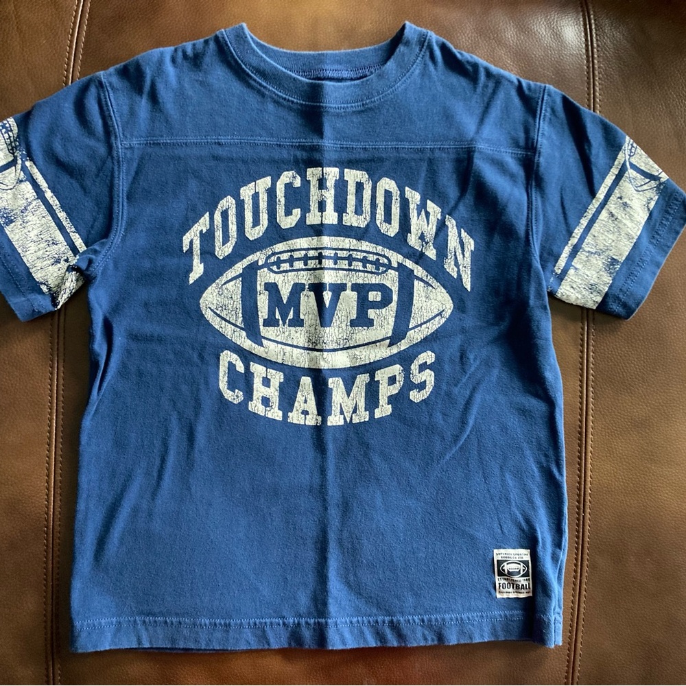 PLACE ALLSTARS Boys Football Jersey Distressed Screen Print MVP Blue Med 7/8